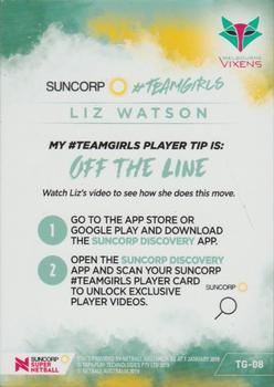 2019 Tap 'N' Play Suncorp Super Netball - #Teamgirls #TG-08 Liz Watson Back